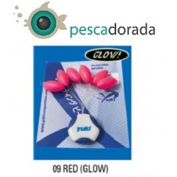 Yuki Perlas Flotantes Ovaladas con Stopper Color: Rojo Fosforescente
