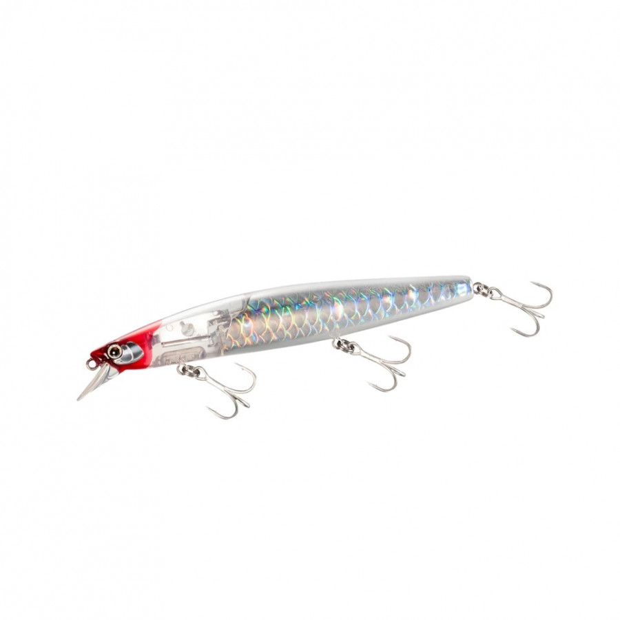 Leurre Shimano Exsence Silent Assassin 129F Flash Boost – Red Head – Flottant 0.70m – Pour Pêche Au Bar
