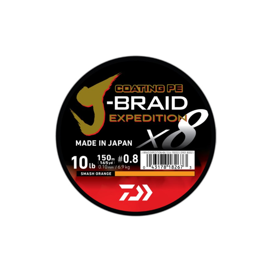 Daiwa J-Braid Expedition X8 flätlina smash orange 150 m