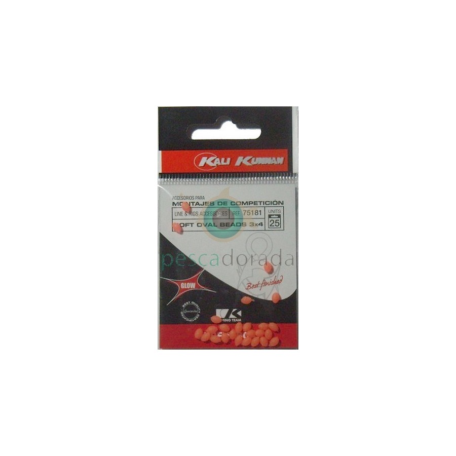 KALI KUNNAN Bolitas Blandas Fosforescentes 3x4 mm Rojas
