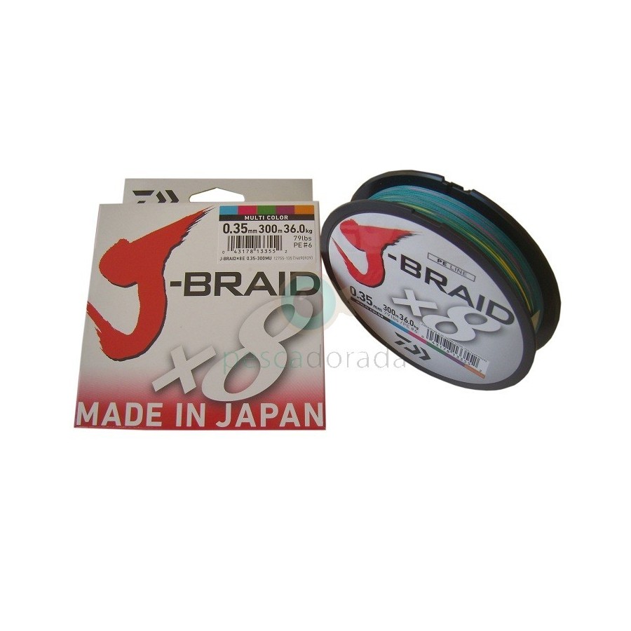 Hilo Trenzado Daiwa J Braid X8 300 metros Multi Color